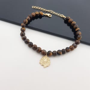 Lion Bracelet Beaded, Lion Bracelet, Lion&#39;s Head Bracelet, Tiger Eye Beads Bracelet Men, Leo Bracelet, Lion Head Beads/Bracelets Gift