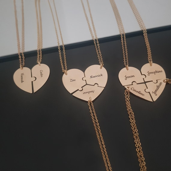2 pezzi Set di collane con ciondolo a forma di cuore puzzle