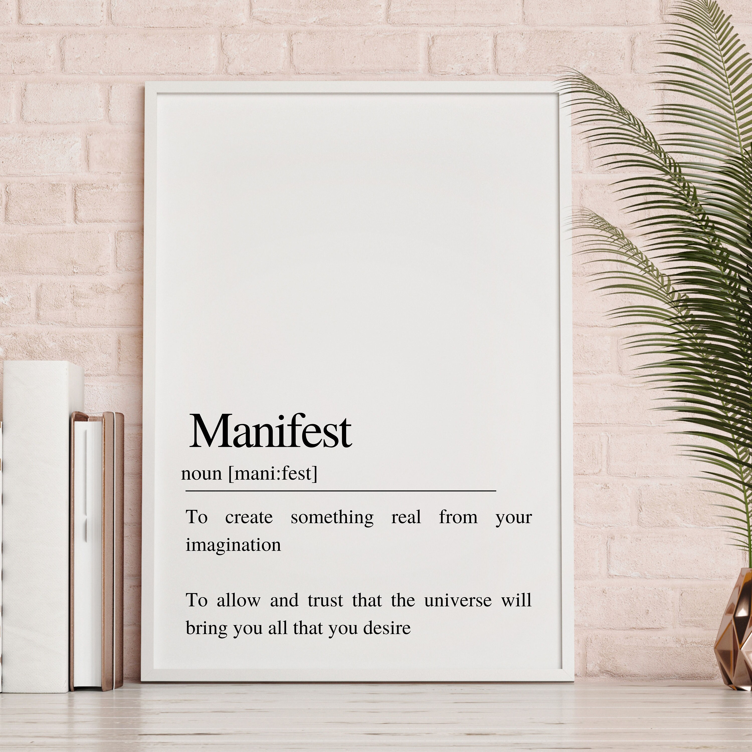 MANIFEST definition. Wall print for bedroom bathroom living Etsy