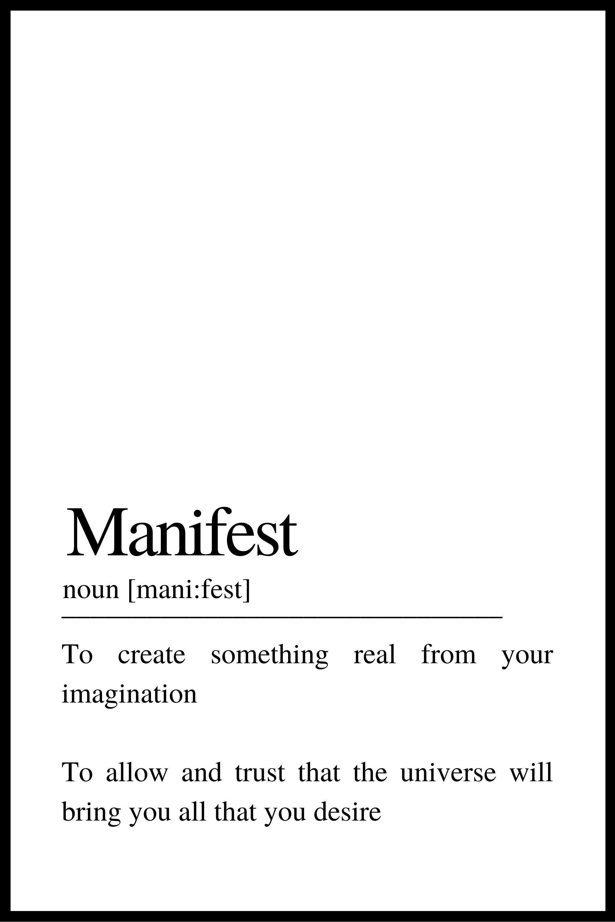 Manifest definition. Digital wall print for bedroom Etsy