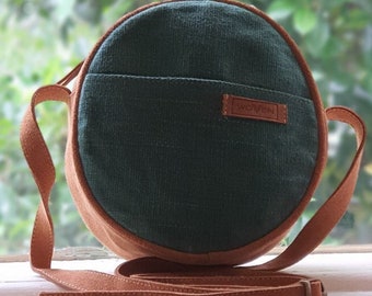 Lakeside Woven Bag | Circle Bag, Round Bag | Made in Nepal | Cross Body Bag | Minimalist | Unique Hand Made Side Bag