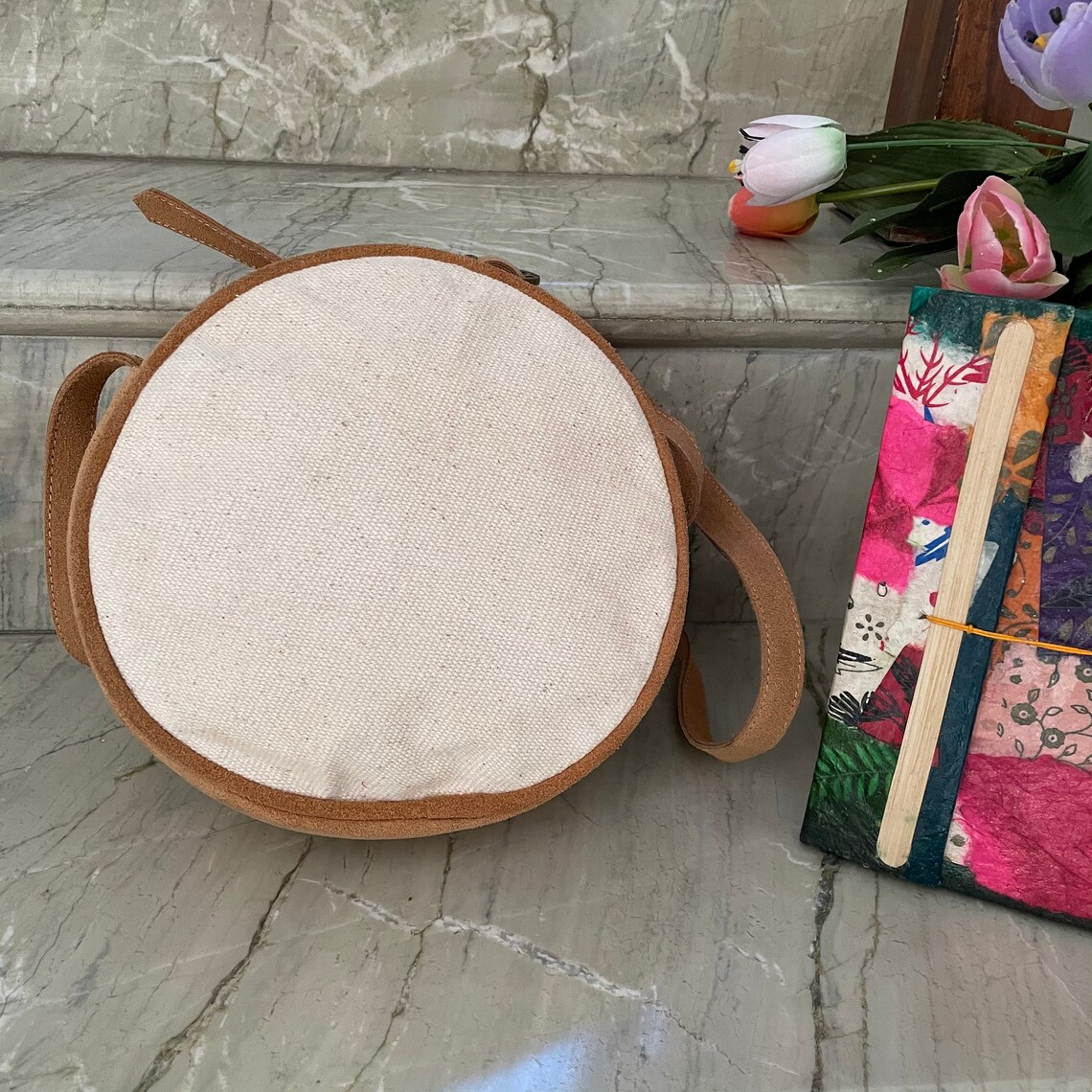 Round Woven White bag women crossbody bag zippered circle Etsy