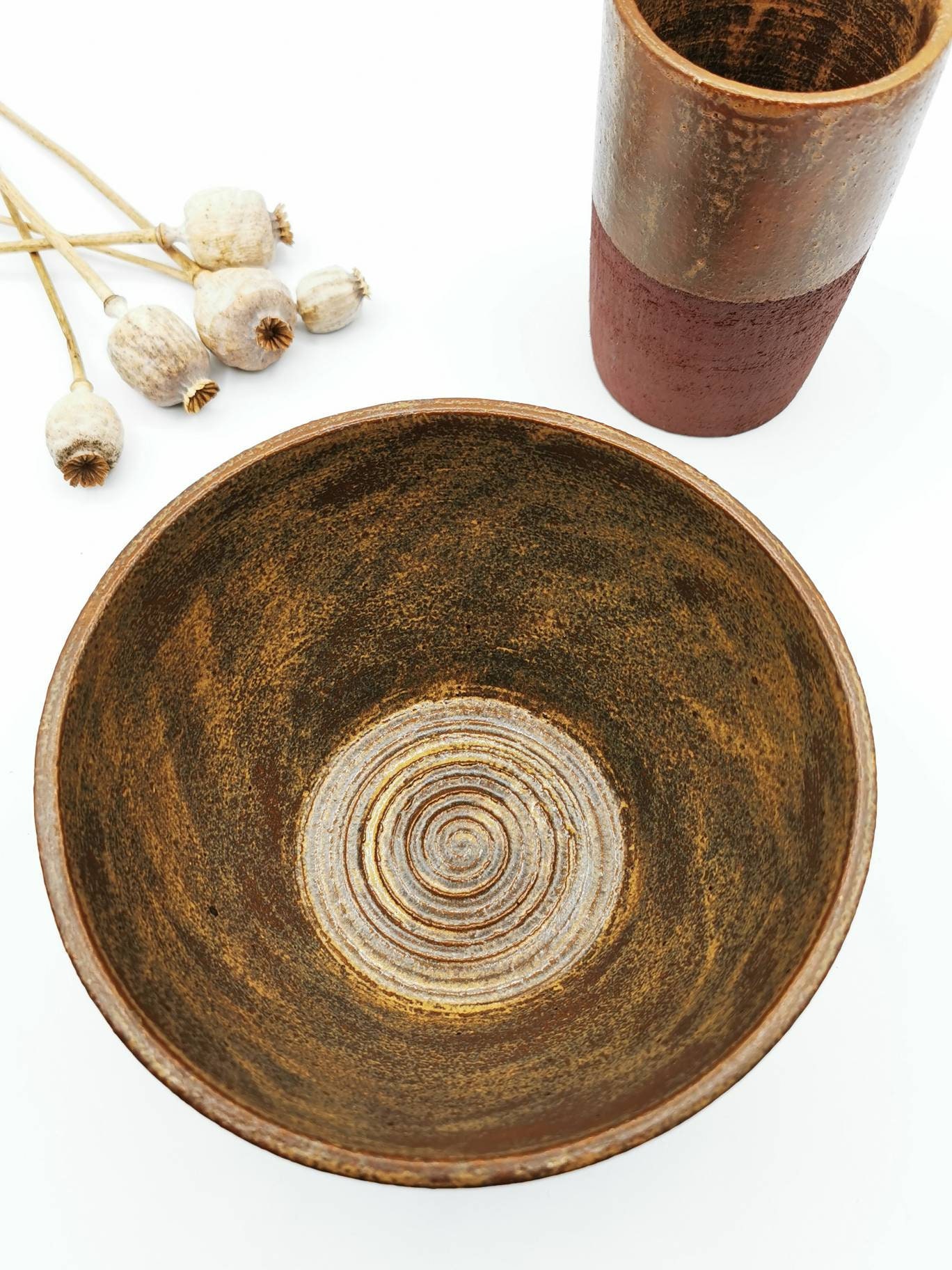 Bowl and vase set of two ceramic pieces Etsy