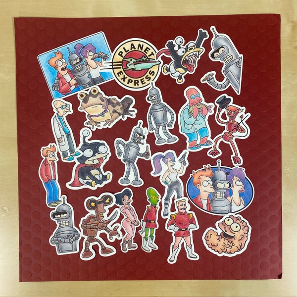 Futurama Stickers!  Hand drawn & colored