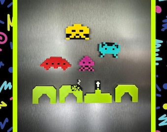 Magneti Space Invader a 8 bit: decorazioni arcade retrò