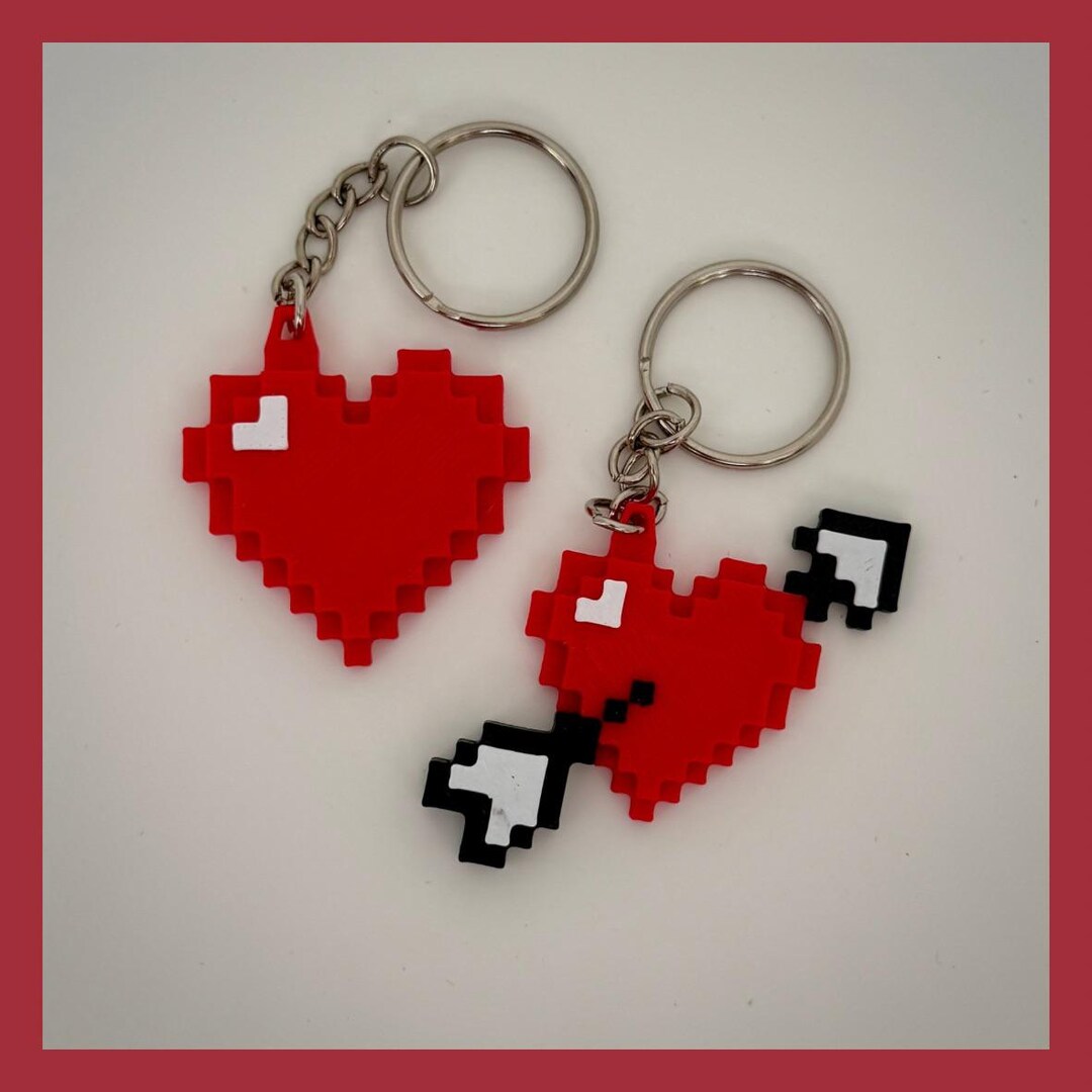 3d Printed Pixel Heart Keychains - Etsy