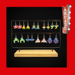 Galaxy Swarm Earrings – 8-Bit Retro Arcade Jewelry – Galaga-Inspired Gift – Pixel Space Alien Accessories – Gamer Statement Earrings