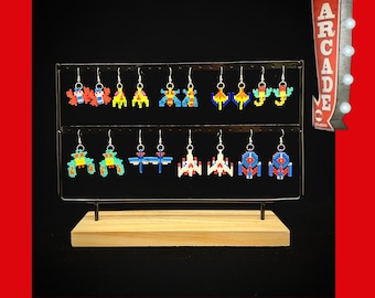 8-Bit Galaxy Swarm Earrings: 3D-Printed Retro Galaga Inspired Gamer Jewelry