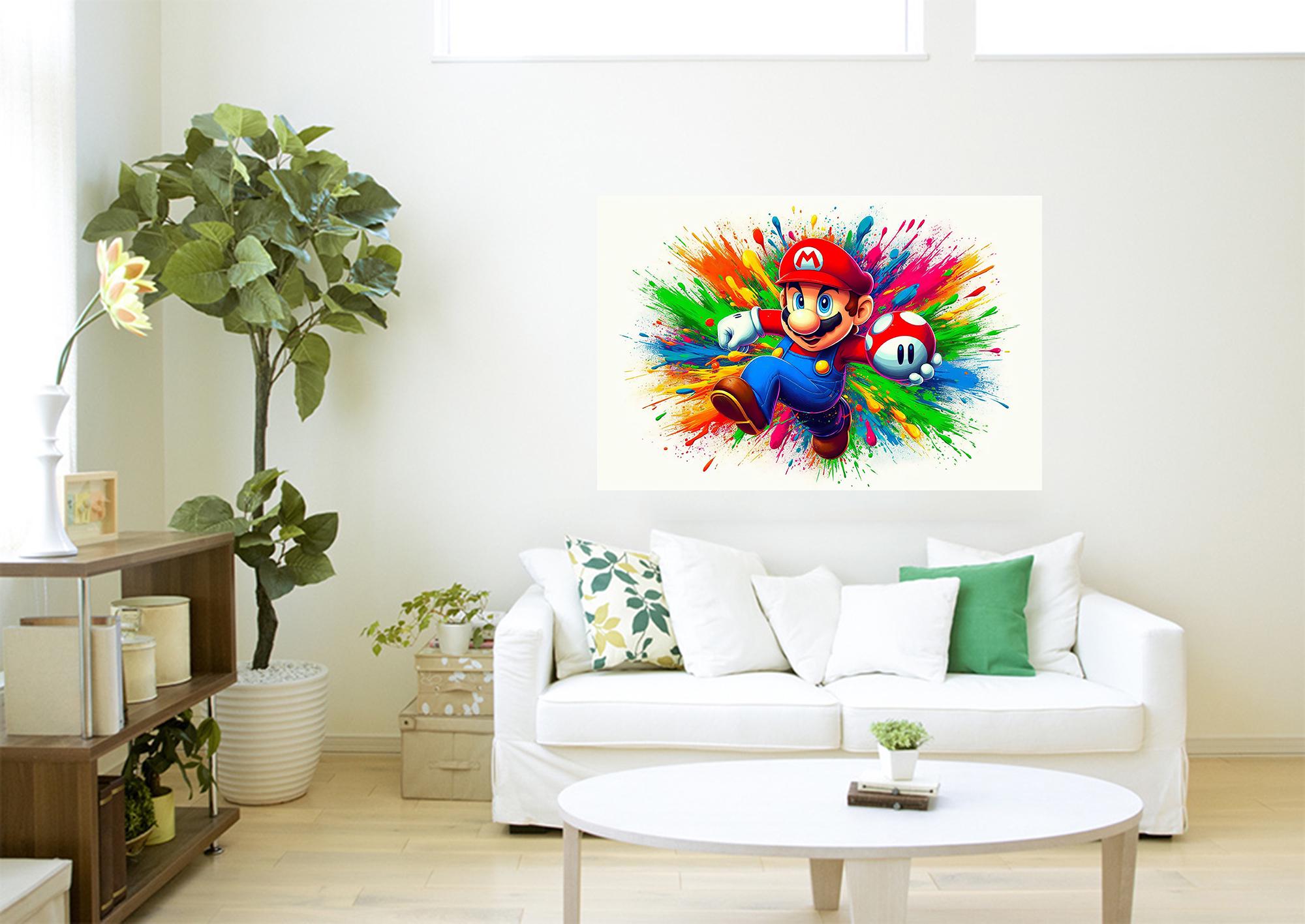 Super Mario Canvas Print: Colour Splash Landscape Wall Art - Etsy UK
