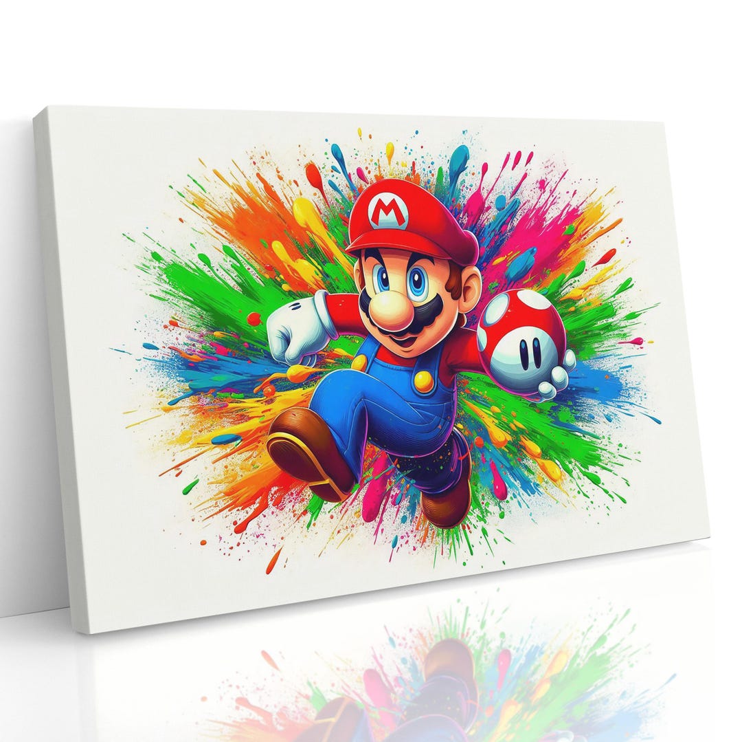 Super Mario Canvas Print: Colour Splash Landscape Wall Art - Etsy UK