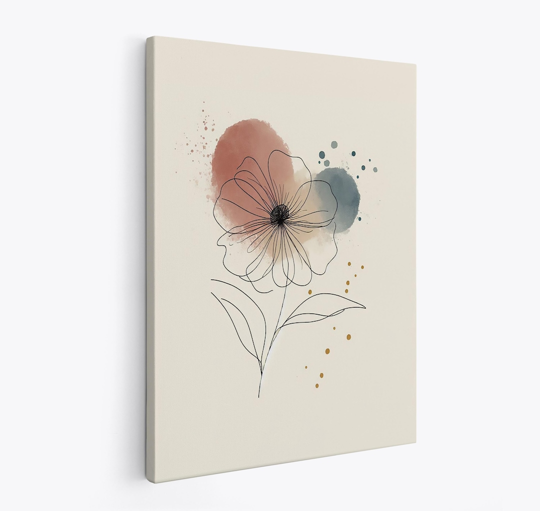 Minimalist Flower Line Art Canvas Print: Contemporary Floral Wall Decor ...