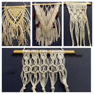 Miniature macrame wall hanging for dollshouse