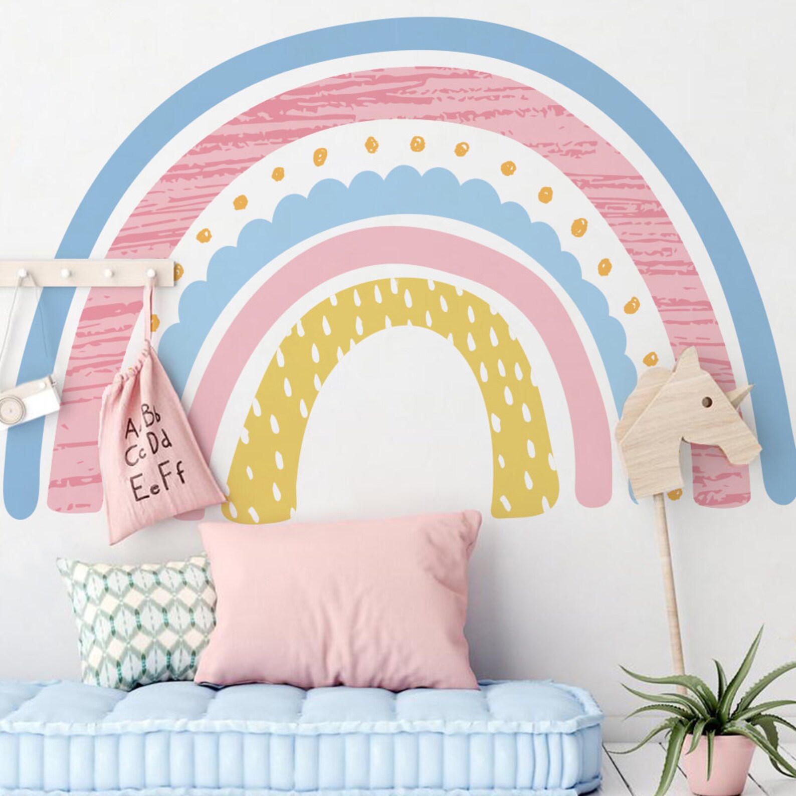Large Pastel Colour Rainbow Wall Stickers Decals for Kids Etsy UK