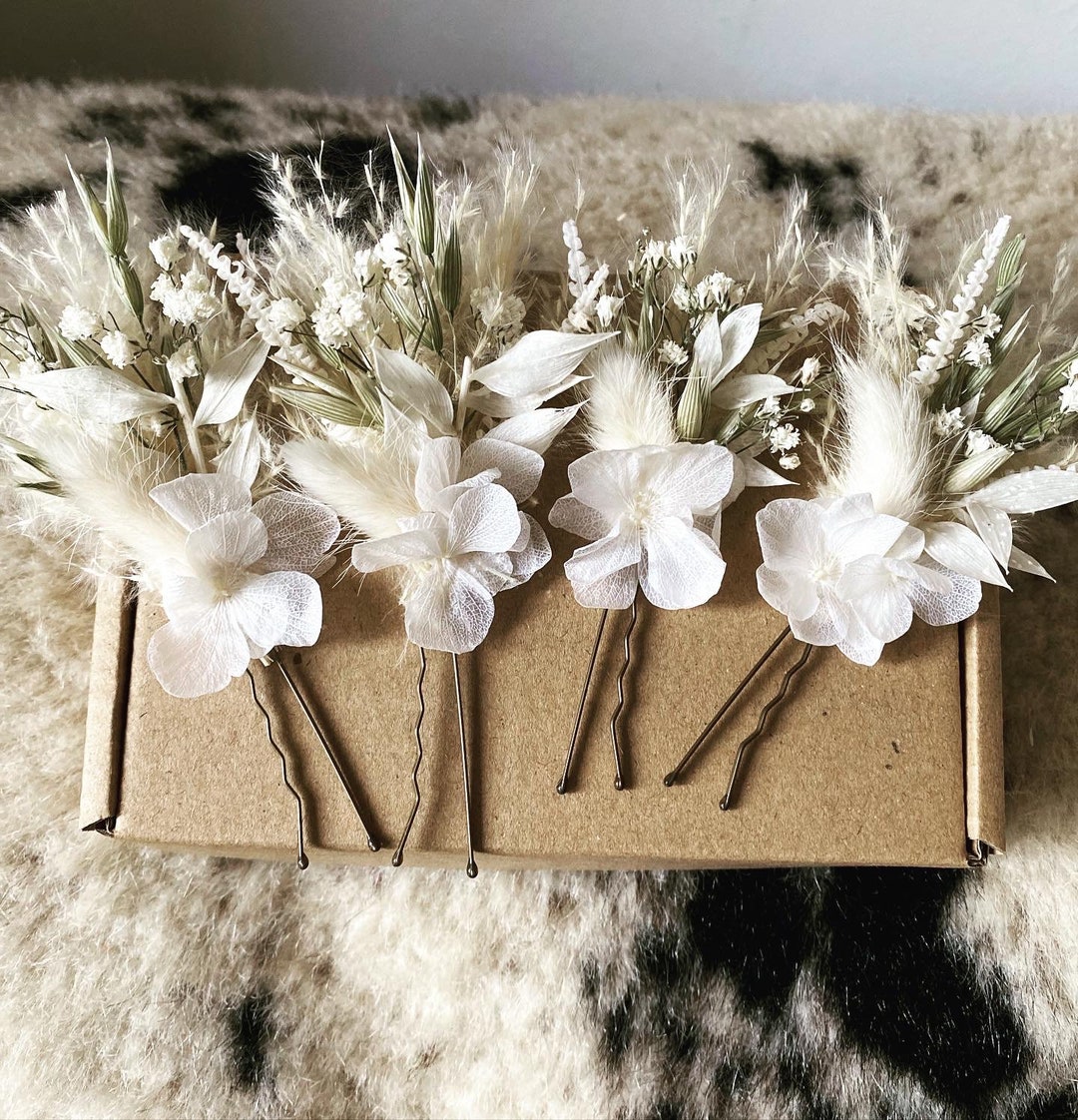 Ivory Pampas and Sage Green Hair Pins/ Boho Hair Pins/ Boho Hair