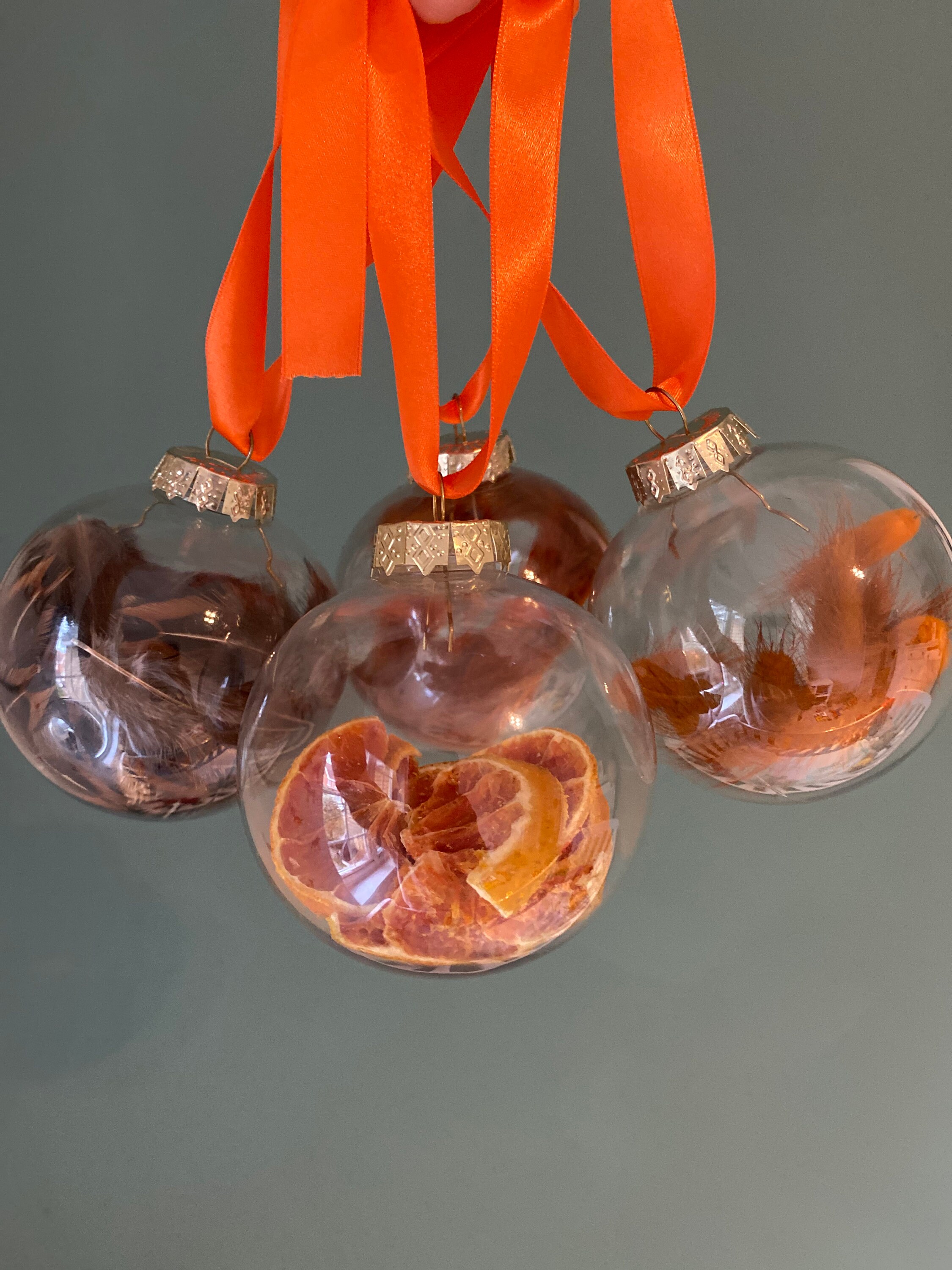 Orange Baubles/ Dried Flowers/ Christmas Baubles/ Pampas / Etsy UK