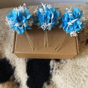 Blue hydrangea hair pins/ blue and white hair pins/ blue wedding/ blue hair accessories/ bridesmaids hair accessories