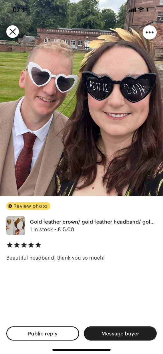 Handmade Gold Feather Headband: Statement Headpiece - Etsy display picture 2
