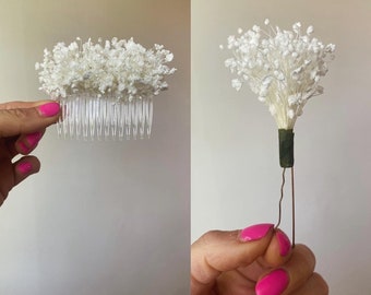 Preserved white Gypsophila/ Gypsophila hair comb/ Gypsophila hair pins/ white hair comb/ white hair pins/ wedding hair accessories