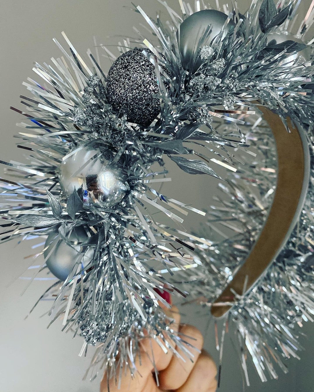 Silver Tinsel Headband/ Silver Accessories/ Silver Crown/ Etsy UK