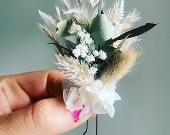Eucalyptus and pampas hair pins/ dried flower hair pins/ sage green/ boho hair pins/ olive green hair pins/ sage wedding