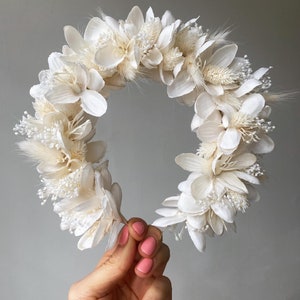 Ivory Flower Crown/ Ascot/ Oversized Flower Crown/ Hen do/ Baby Shower/ Bridal Party/ Headband/ Dried Flowers/ Boho/ Chic/ Faux Flowers