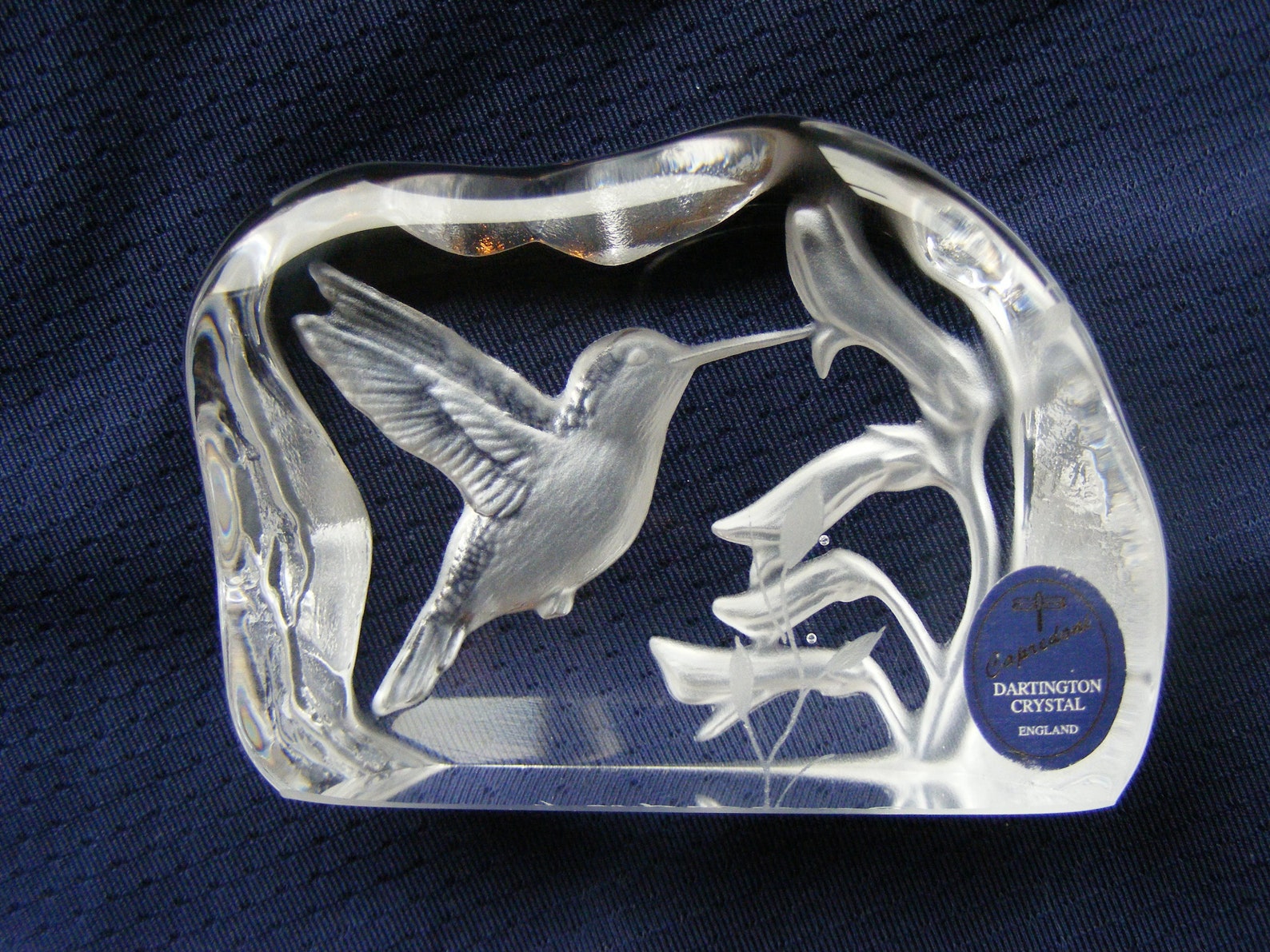 Vintage Dartington Glass Hummingbird Paperweight Lead Etsy