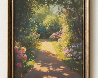 Vintage Garden Path Art Print: Floral Archway (Instant Download) 959