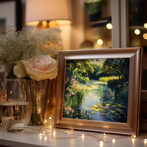 Peaceful nature-themed oil painting wall art for hallway — soft tones and gentle reflections create a serene and welcoming entrance to your home.