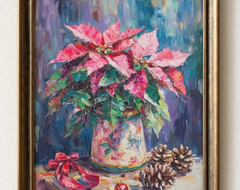 油絵 絵画 【ポインセチア】 62948a856a7b1b448a1c5c660ecac0