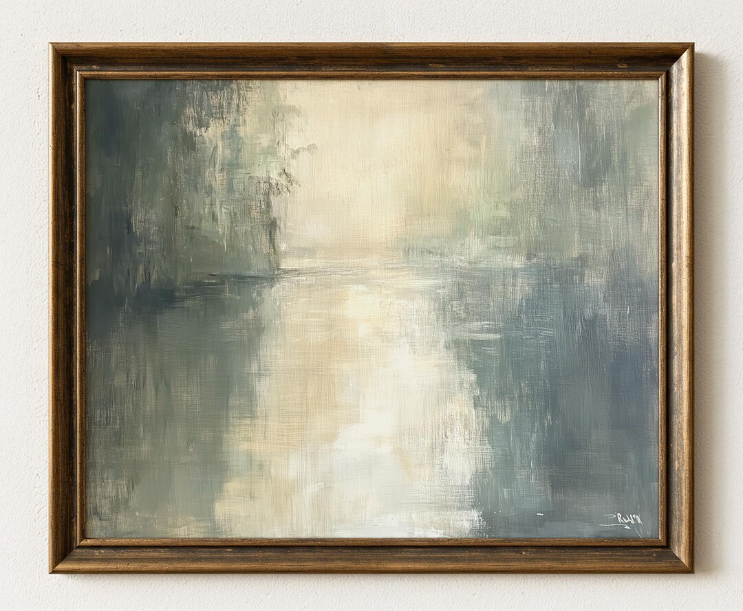Moody Abstract Riverside Scene Printable - Textured Minimalist ...