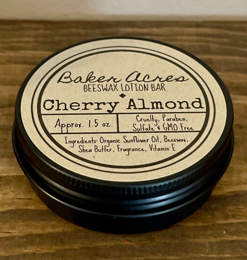 SHEA BUTTER LOTION, Natural Beeswax Body Lotion Bar, Beeswax Cherry