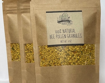 Raw Bee Pollen | Organic Bee Pollen Granules | All Natural | 100% Pure | Healthy Superfood | Fresh Pollen | Resealable Pouch