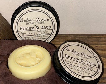 SHEA BUTTER LOTION, Natural Beeswax Body Lotion Bar, Beeswax Honey And Oats Natural Fragrance Vitamin e Organic Sunflower 1.5oz Lotion Bar