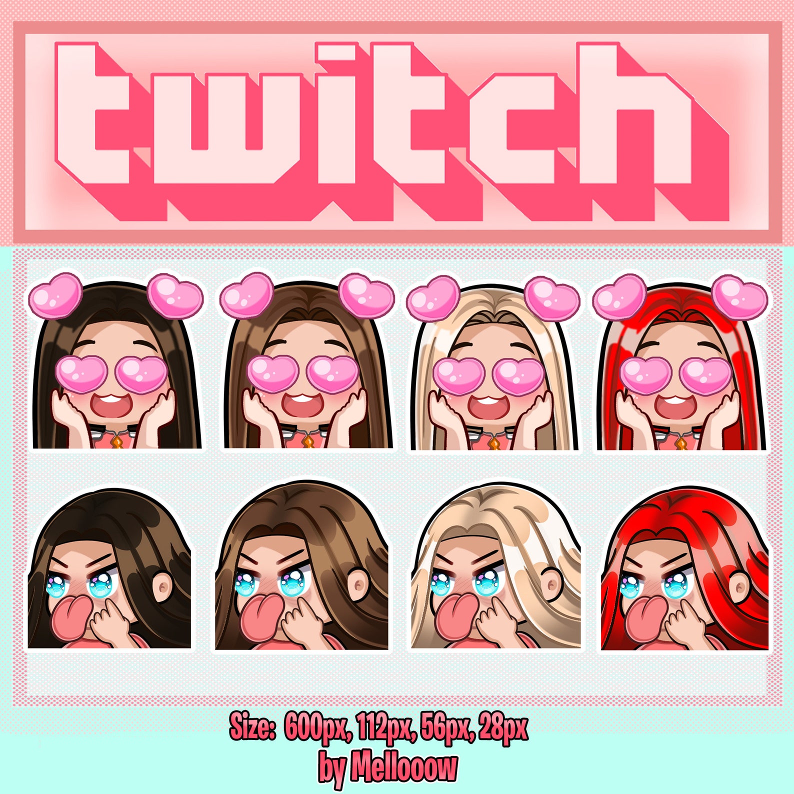 Cute Twitch Emotes 2er Pack 8 Emotes image 0.