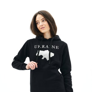 Camisa de algodón para mujer, sudadera negra con capucha Ucrania, sudadera reflectante, jersey negro