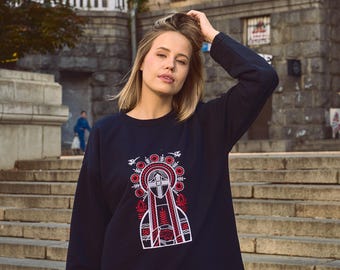 Cotton sweatshirt with the embroidery “Motanka”, women’s sweatshirt , women autumn pullover