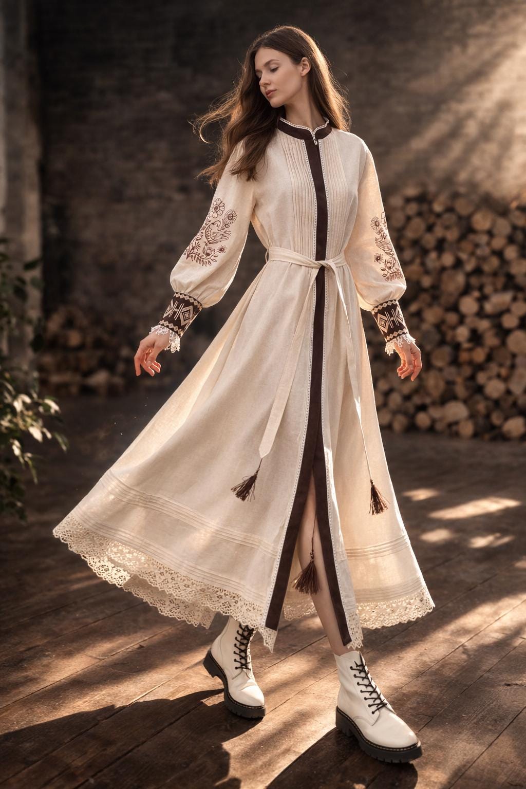 women's trench coat dress – Rue15 by Muneera Al Majed elegant evening gown Double Breasted DTMCV Pink Birthday Dress Color:LXDS18 Beige