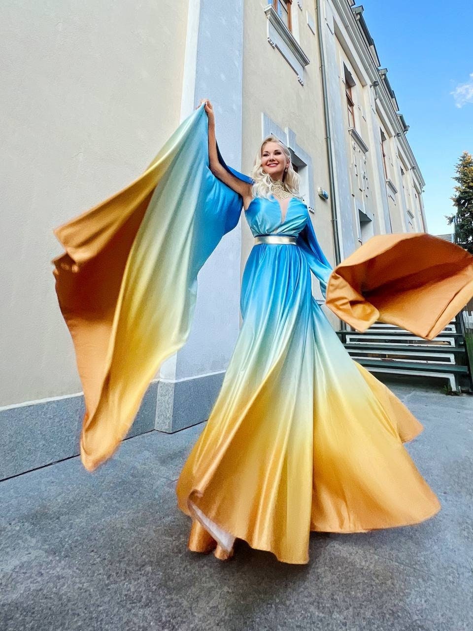 Yellow Long Sleeves Mermaid Prom Gowns Sweep Train Appliques – Ballbella