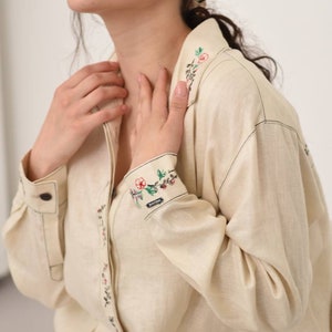 Flower shirt hemp | Embroidered shirt | Boho Flower Shirt | Hemp clothing | Ukrainian clothing | Summer shirt | Ukrainian gifts