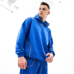 Men’s Ukrainian Tracksuit | Blue Two-Piece Streetwear Set | Made in ukraine | Ukrainian clothing | Blue Hoodie | Joggers