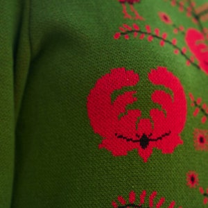 Knitted women embroidered dress, designer dress, green dress , long dress, knitted dress image 7