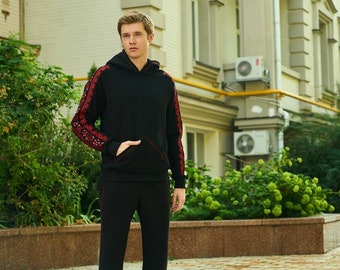 Men's cotton suit with the embroidery "Svastya", men’s suit, cotton suit