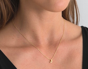 J - Letters Necklace with Diamond - 18 Carat Gold Vermeil