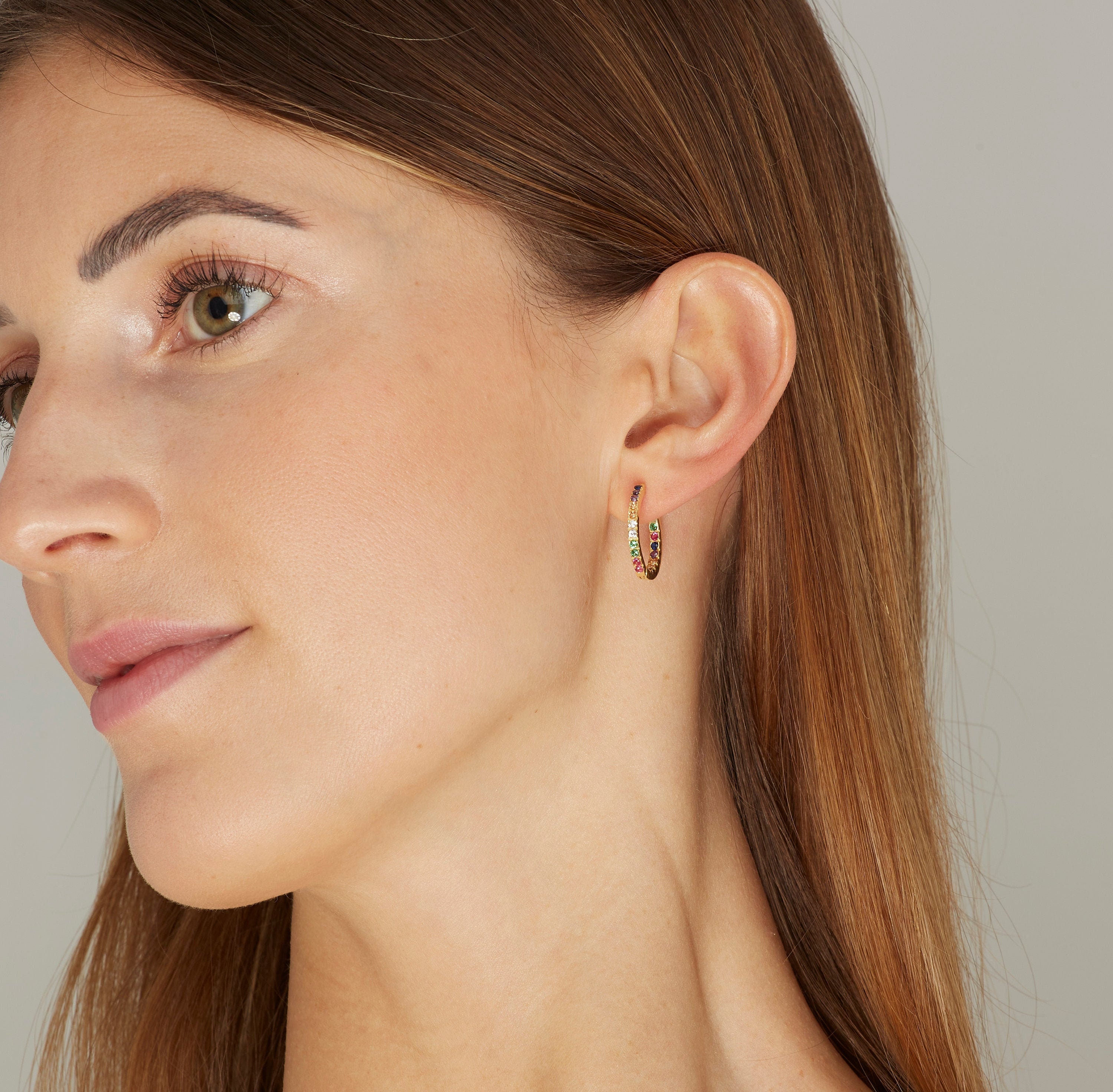 Rainbow Hoop Earrings 18 Carat Gold Vermeil Etsy