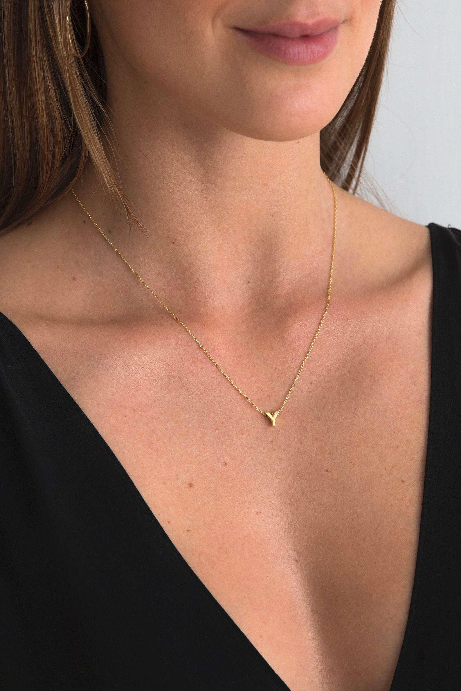 Y Letter Necklace with Diamond 18 Carat Gold Vermeil Etsy