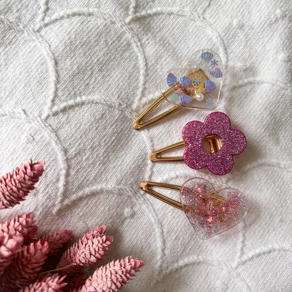 Barrette cheveux enfant fille - Sirène rose et violet