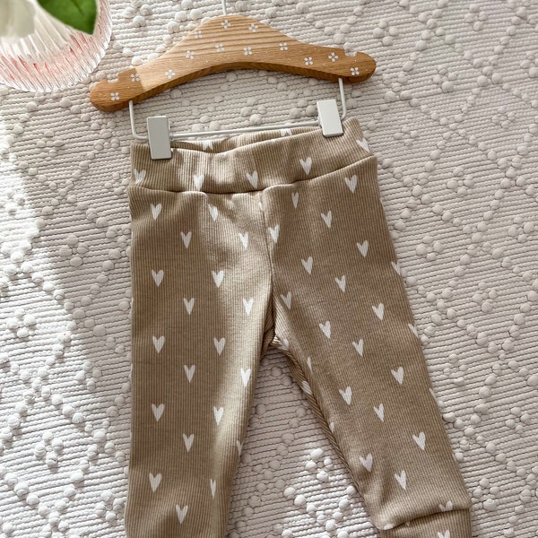 Legging bébé jersey côtelé cœur