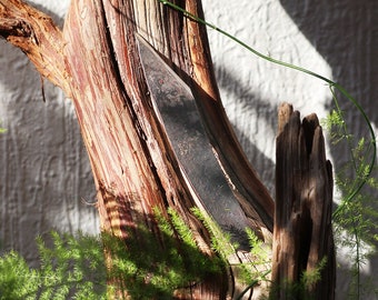 Cuchillo de injerto hecho a mano, hoja de acero bruñido, poda de herrero, bonsái de jardinería