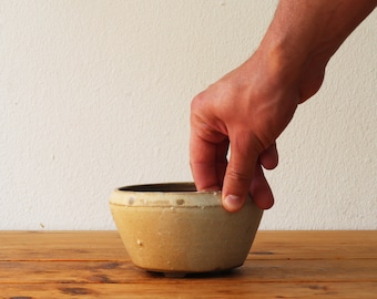 Bonsai Pot by Carl Oscar N.12 Ceramic Pot Bonsai Round Handmade Container Japanese Vase Handcrafted Clay Yellow Pot Glazed Saint Valentine