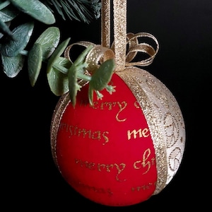 Christmas ball decoration handmade, christmas tree ornament, Santa gift, hanging decoration, christmas ball covered with cotton fabric